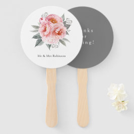 Pastel Pink en Gray Peony Flower Handwaaier