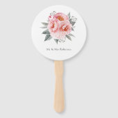 Pastel Pink en Gray Peony Flower Handwaaier (Voorkant)