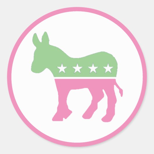 Pastel Pink en Green Democratic Donkey Ronde Sticker (Voorkant)