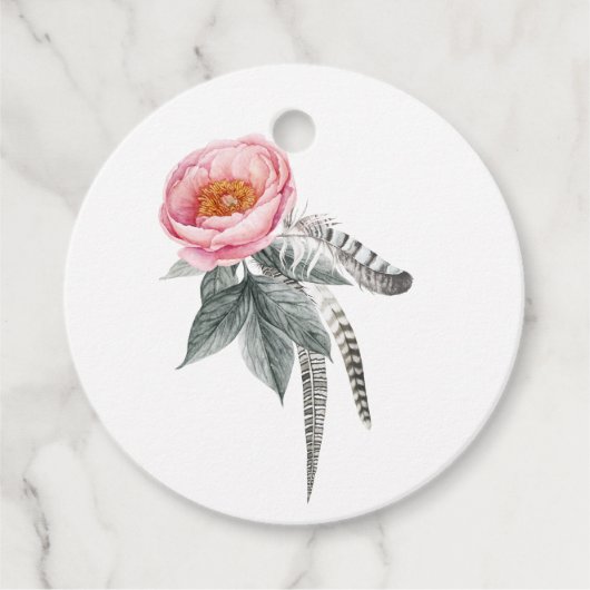Pastel Pink en Grey Boho Floral Bedankjes Labels (Voorkant)