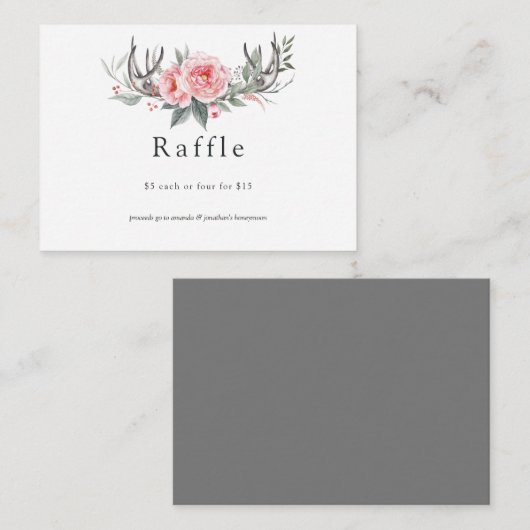 Pastel Pink en Grey Boho Floral Informatiekaartje (Voorkant / Achterkant)