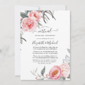 Pastel Pink en Grey Boho Floral Virtual Wedding Kaart (Voorkant)
