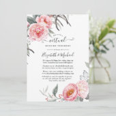 Pastel Pink en Grey Boho Floral Virtual Wedding Kaart (Staand voorkant)