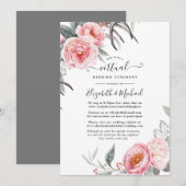 Pastel Pink en Grey Boho Floral Virtual Wedding Kaart (Voorkant / Achterkant)