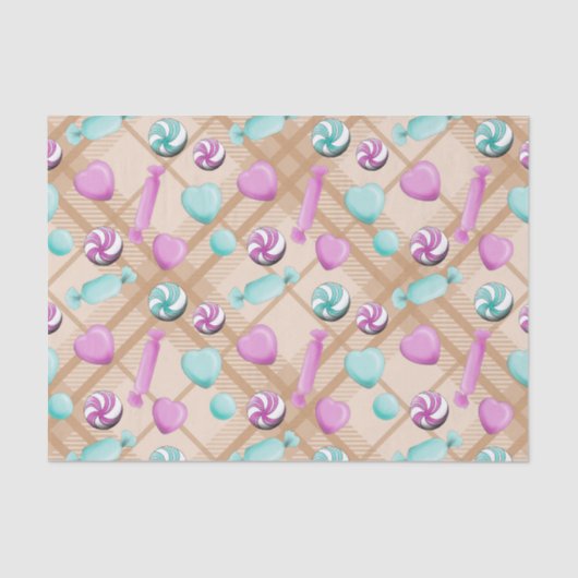 PASTEL PINK EN GROENE CHRISTMAS-SNOEPJES TISSUEPAPIER (Voorkant)