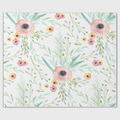 Pastel Pink en Koral Spring Floral Cadeaupapier (Vlak)
