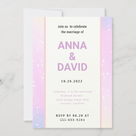 Pastel Pink en Paarse Moderne Weddenschap Kaart (Voorkant)
