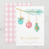 Pastel Pink Farmhouse Check kerstversiering Feestdagenkaart (Voorkant / Achterkant)