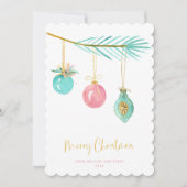 Pastel Pink Farmhouse Check kerstversiering Feestdagenkaart (Voorkant)