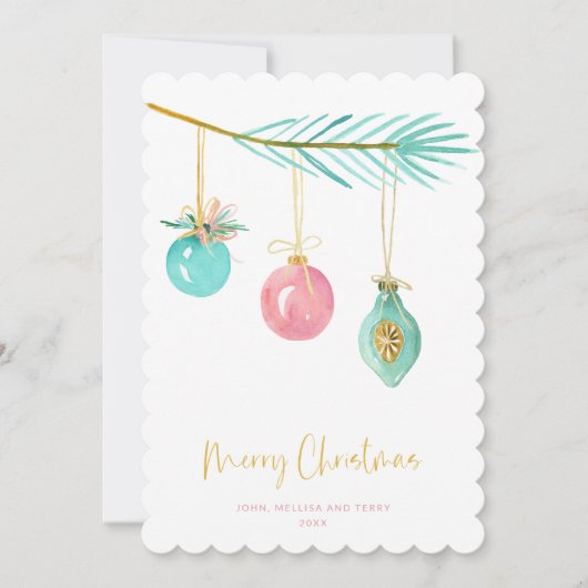 Pastel Pink Farmhouse Check kerstversiering Feestdagenkaart (Voorkant)