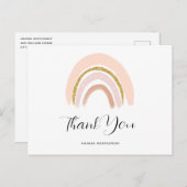 Pastel Pink & Faux Glitter Boho Regenboog Dank u Briefkaart (Voorkant / Achterkant)