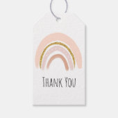 Pastel Pink & Faux Glitter Regenboog Boho Dank u Cadeaulabel (Voorkant)