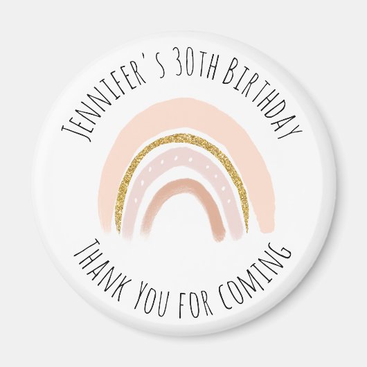 Pastel Pink & Faux Glitter Regenboog Event Dank je Magneet (Voorkant)