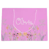 Pastel Pink Floral Baby shower Gift Bag Groot Cadeauzakje (Voorkant)