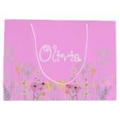 Pastel Pink Floral Baby shower Gift Bag Groot Cadeauzakje (Achterkant)