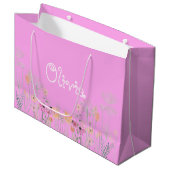 Pastel Pink Floral Baby shower Gift Bag Groot Cadeauzakje (Voorkant Gekanteld)