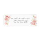 Pastel Pink Floral Bouquet Etiket (Voorkant)