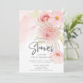 Pastel Pink Floral Bridal Shower Kaart (Staand voorkant)