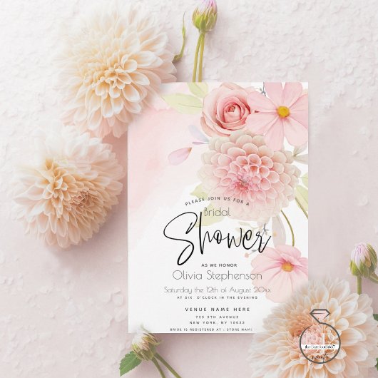 Pastel Pink Floral Bridal Shower Kaart