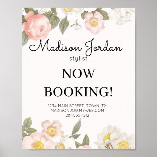 Pastel Pink Floral Business Poster (Voorkant)