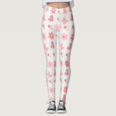 Pastel Pink Floral & Butterfly Pattern Leggings (Voorkant)