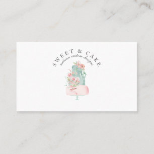 Pastel Pink Floral Cake Bakery Visitekaartje