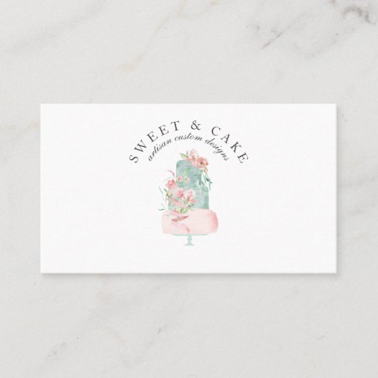 Pastel Pink Floral Cake Bakery Visitekaartje (Voorkant)