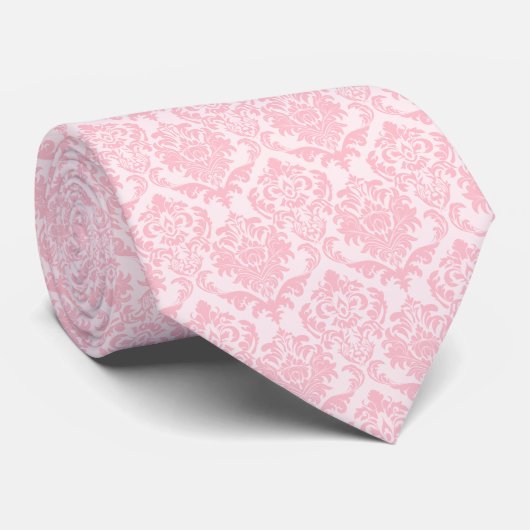 Pastel Pink  Floral Damascus 5 Weddenschap Stropda Stropdas (Opgerold)