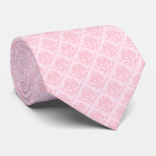 Pastel Pink  Floral Damascus 5a Weddenschap Stropd Stropdas (Opgerold)