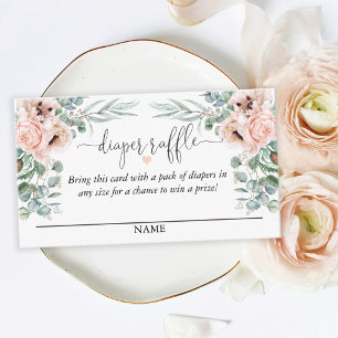 Pastel Pink Floral Diaper Raffle Script Informatiekaartje