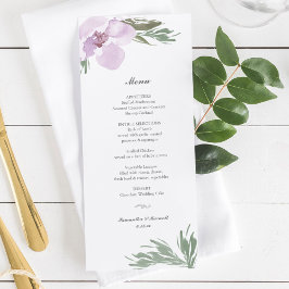 Pastel Pink Floral Dinner Menu Kaart