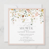 Pastel Pink Floral Drop Script-Baby shower Kaart (Voorkant)