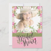 Pastel Pink Floral Foto Bridal Shower Uitnodiging (Voorkant)