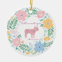 Pastel Pink Floral French Bulldog Custom Photo Keramisch Ornament