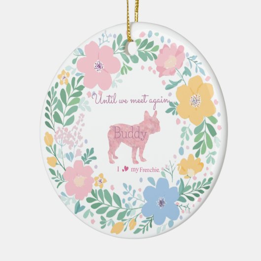 Pastel Pink Floral French Bulldog Custom Photo Keramisch Ornament (Links)