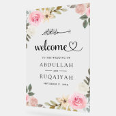 Pastel Pink Floral Muslim Wedding Welcome Acryl Bord (Hoek)