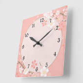 Pastel Pink Floral patroon Vierkante Klok (Hoek)