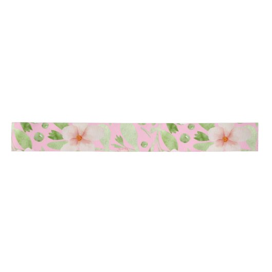 Pastel Pink Floral Pattern - Soft Blush Flowers  Satijnen Lint (Voorkant)
