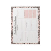 Pastel Pink Floral Print Custom Daily Desk Planner Notitieblok (Linkerzijde)