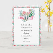 Pastel Pink Floral Religieuze Maagd Mary Kaart (Gele Bloem)