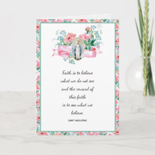 Pastel Pink Floral Religieuze Maagd Mary Kaart