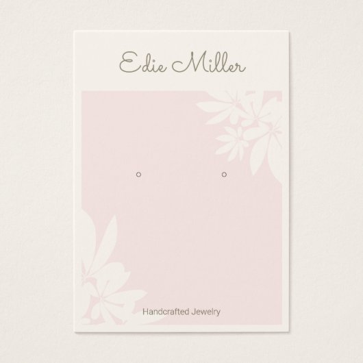 Pastel Pink Floral Script Font die juwelen verdien Visitekaartje (Voorkant)