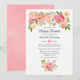 Pastel Pink Floral Virtual Baby of Vrijgezellenfee Kaart