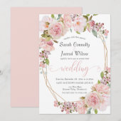 Pastel Pink Floral Weddenschap Kaart (Voorkant / Achterkant)