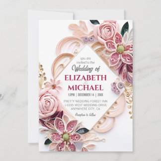 Pastel Pink Floral Weddenschap Lijst Quilling Kaart