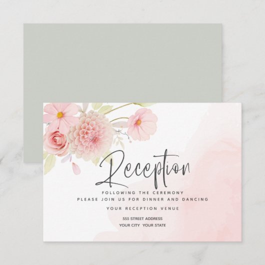 Pastel Pink Floral Weddenschap Uitnodiging (Voorkant / Achterkant)