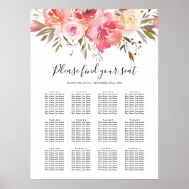 Pastel Pink Floral Wedding 12 Tafelzitje Poster