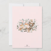 Pastel Pink Floral Woodland Baby shower Kaart (Achterkant)
