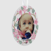 Pastel Pink Floral Wreath Baby Keepsake Ornament (voorkant)
