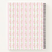 Pastel Pink Flowers and Stripes Coquette Monogram Notitieboek (Achterkant)